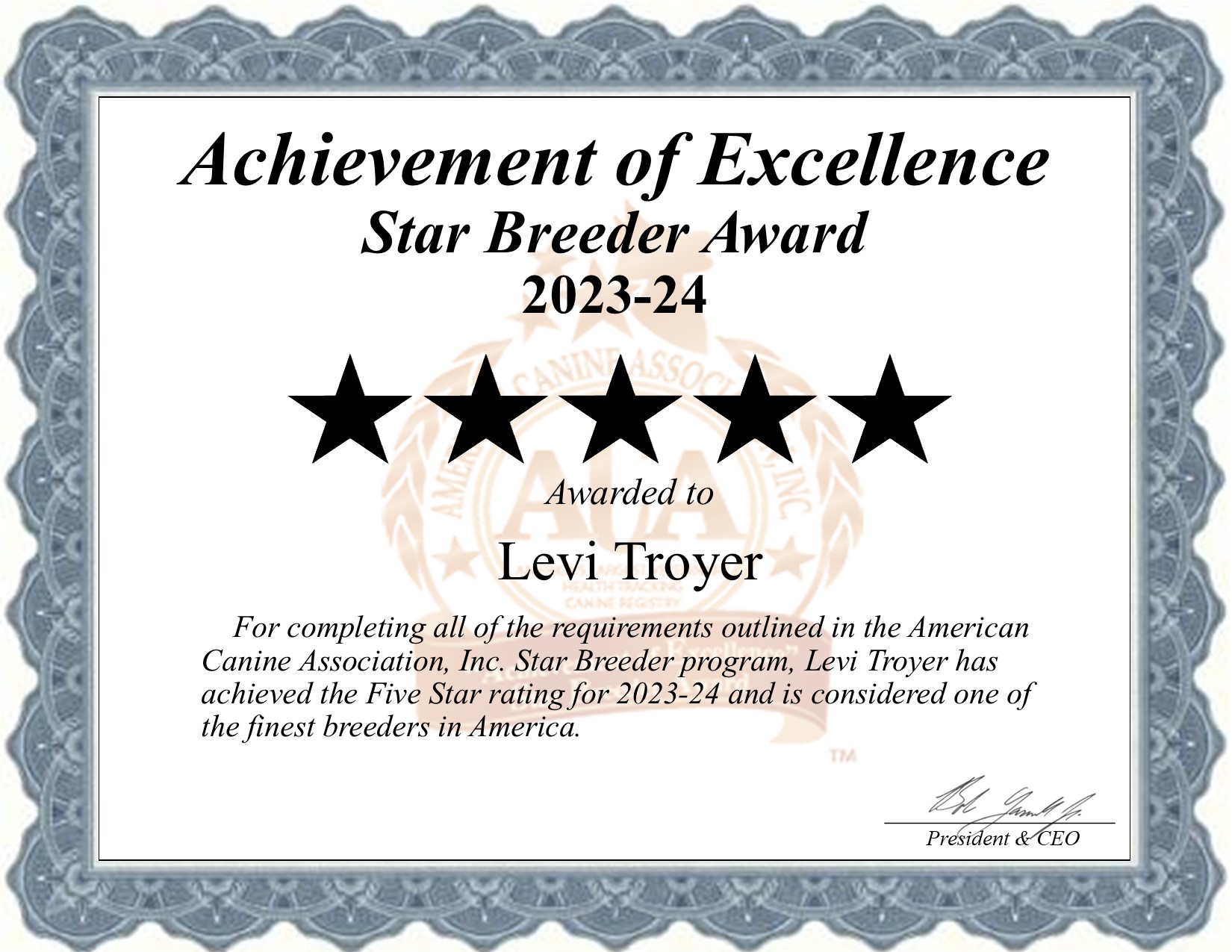 Levi, Troyer, dog, breeder, star, certificate, Levi-Troyer, Fresno, OH, Ohio, puppy, dog, kennels, mill, puppymill, usda, 5-star, aca, ica, registered, Shiba Inu, none